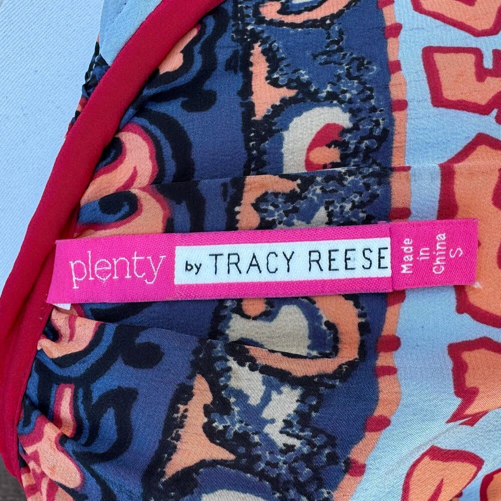 Silk Boho Tassel Dress by Tracy Reese | Blue Orange Paisley Peasant Size Small - Picture 8 of 10
